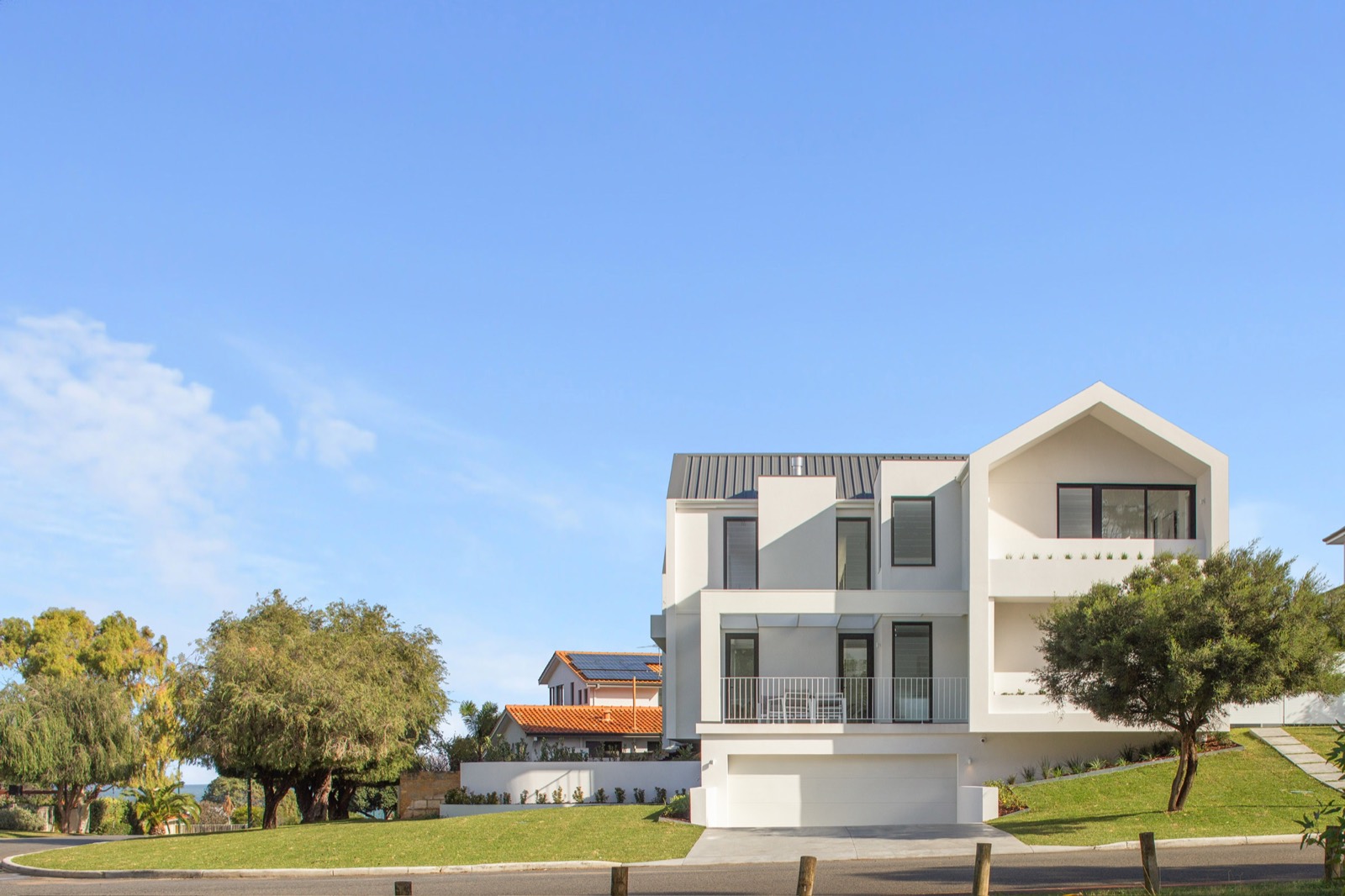 Bright white facade at the City Beach home