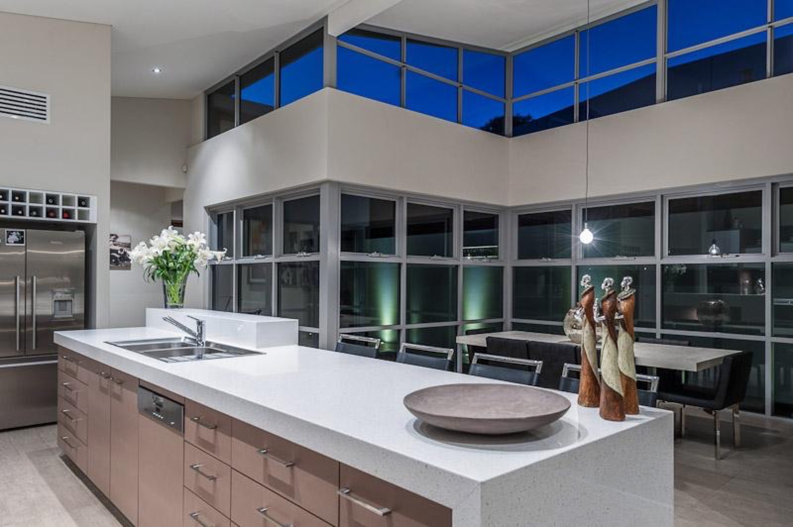 Double-height kitchen and dining space at the East Fremantle residence